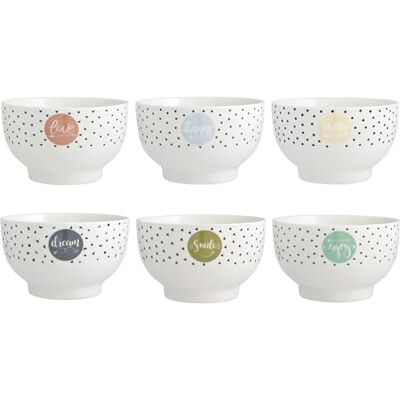 H&H Ensemble de 6 bols Enjoy - Porcelaine avec mots pastel H&H Ensemble de 6 bols Enjoy - Porcelaine avec mots pastel