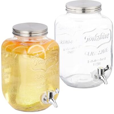 Relaxdays 2x Distributeur de boissons - Ensemble de jarres d'eau en verre vintage Relaxdays 2x Distributeur de boissons - Ensemble de jarres d'eau en verre vintage