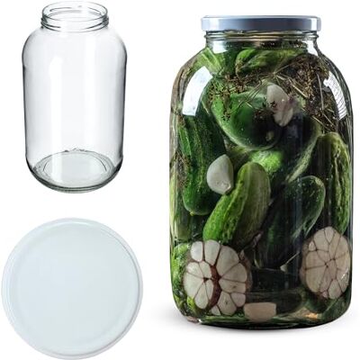 KADAX Bocal en Verre 4L avec Couvercle à Vis fi100mm Blanc 1 pièce, Grand Bocal Hermétique pour Conserves, Cornichons, Kombucha, Kimchi, Fermentation et Marinades KADAX Bocal en Verre 4L avec Couvercle à Vis fi100mm Blanc 1 pièce, Grand Bocal Hermétique pour Conserves, Cornichons, Kombucha, Kimchi, Fermentation et Marinades