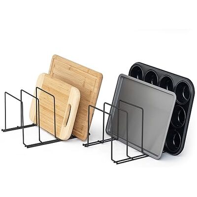 simplywire Supports pour plaques de cuisson et planches à découper Lot de 2 Rangement des casseroles Organisateur de placard de cuisine Noir simplywire Supports pour plaques de cuisson et planches à découper Lot de 2 Rangement des casseroles Organisateur de placard de cuisine Noir