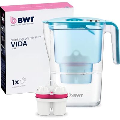 BWT Filtre à Eau Vida Petrol 2,6L Filtre avec 1 cartouche de magnésium Filtre à eau potable Pour aliments et boissons Filtre le calcaire, le chlore, le plomb et le cuivre. BWT Filtre à Eau Vida Petrol 2,6L Filtre avec 1 cartouche de magnésium Filtre à eau potable Pour aliments et boissons Filtre le calcaire, le chlore, le plomb et le cuivre.