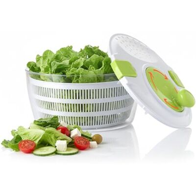 Avilia Essoreuse à salade 4 l, manivelle fluide + panier amovible, séchage rapide – égouttoir à légumes et fruits manuel, base antidérapante et fermeture de sécurité Avilia Essoreuse à salade 4 l, manivelle fluide + panier amovible, séchage rapide – égouttoir à légumes et fruits manuel, base antidérapante et fermeture de sécurité