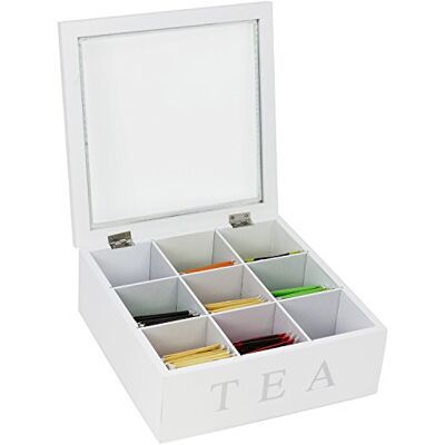 com-four ® Boîte à thé à 9 compartiments boîte de rangement en bois de thé boîte à sachets de thé boîte à thé com-four ® Boîte à thé à 9 compartiments boîte de rangement en bois de thé boîte à sachets de thé boîte à thé