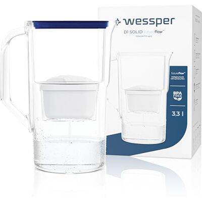 Wessper Carafe Filtrante 2,8L, avec computer LED, filtre à eau – Blau carafe filtrante et filtre a eau, cartouche filtrante charbon actif eau, BPA Free Wessper Carafe Filtrante 2,8L, avec computer LED, filtre à eau – Blau carafe filtrante et filtre a eau, cartouche filtrante charbon actif eau, BPA Free