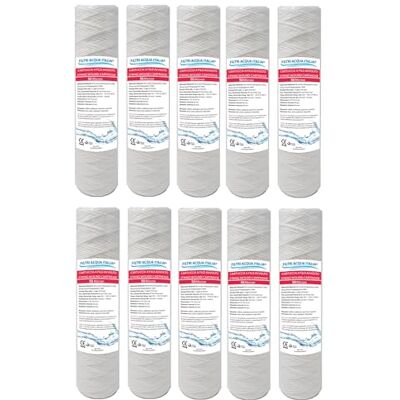 FILTRIACQUAITALIA Filtres à eau Italie cartouches filtration fil enroulé 10" 50 microns Lot de 10 FILTRIACQUAITALIA Filtres à eau Italie cartouches filtration fil enroulé 10" 50 microns Lot de 10