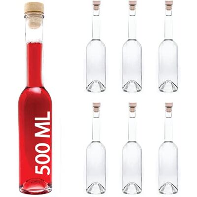 slkfactory SLK GmbH Lot de 6 flacons vides en Verre 500 ML OPI-HGK avec Bouchons en liège et Bois pour liqueurs, Eau de Vie, vinaigre, Huile 31,5 cm 0,5 l slkfactory SLK GmbH Lot de 6 flacons vides en Verre 500 ML OPI-HGK avec Bouchons en liège et Bois pour liqueurs, Eau de Vie, vinaigre, Huile 31,5 cm 0,5 l