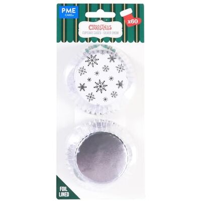 PME Lot de 60 caissettes à cupcakes avec doublure en aluminium Motif neige argentée PME Lot de 60 caissettes à cupcakes avec doublure en aluminium Motif neige argentée