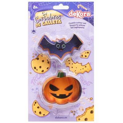 dekora Lot de 2 emporte-pièces en forme de chauve-souris et citrouille en métal, sans BPA et durables, de 5 à 9 cm dekora Lot de 2 emporte-pièces en forme de chauve-souris et citrouille en métal, sans BPA et durables, de 5 à 9 cm