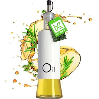 KADAX Distributeur pour condiments liquides, flacon en verre avec éléments en acier, distributeur en verre pour huile, vinaigre, vinaigrette, bidon d'huile, distributeur d'huile d'olive (huile, blanc) KADAX Distributeur pour condiments liquides, flacon en verre avec éléments en acier, distributeur en verre pour huile, vinaigre, vinaigrette, bidon d'huile, distributeur d'huile d'olive (huile, blanc)