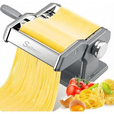 Sailnovo Machine à Pâtes Laminoir à Pâtes En Acier Inoxydable Pour Tagliatelle/Spaghettis/Lasagnes/Ravioles (V1) Sailnovo Machine à Pâtes Laminoir à Pâtes En Acier Inoxydable Pour Tagliatelle/Spaghettis/Lasagnes/Ravioles (V1)