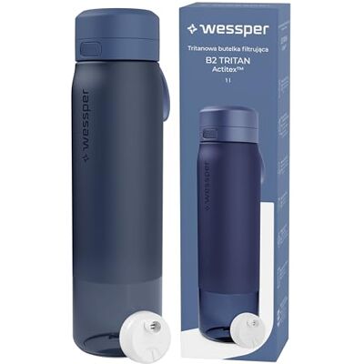 Wessper gourde filtrante eau en Tritan 1l, avec filtre ActitexDisc Bleu bouteille avec cartouche filtre eau charbon actif, Indicateur de changement de filtre a eau, Réduit le Chlore Wessper gourde filtrante eau en Tritan 1l, avec filtre ActitexDisc Bleu bouteille avec cartouche filtre eau charbon actif, Indicateur de changement de filtre a eau, Réduit le Chlore