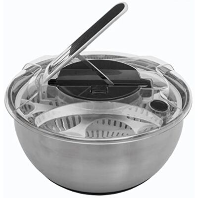 SG Secret de Gourmet 5five Essoreuse à Salade Acier Inoxydable 3,5 L, D. 27,5 cm Système à Levier, Base Antidérapante Ustensile pour Cuisine SG Secret de Gourmet 5five Essoreuse à Salade Acier Inoxydable 3,5 L, D. 27,5 cm Système à Levier, Base Antidérapante Ustensile pour Cuisine