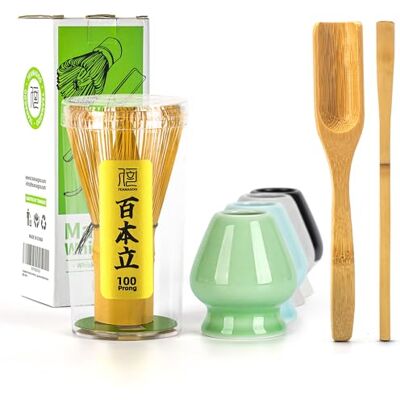 TEANAGOO MA-01 Accessoire de cérémonie du Matcha Japonais, Fouet au Matcha (Chasen), cuillère Traditionnelle (chashaku), cuillère à thé, Porte-Fouet, l'ensemble Parfait pour préparer Une Tasse TEANAGOO MA-01 Accessoire de cérémonie du Matcha Japonais, Fouet au Matcha (Chasen), cuillère Traditionnelle (chashaku), cuillère à thé, Porte-Fouet, l'ensemble Parfait pour préparer Une Tasse