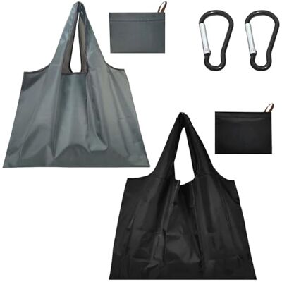 MAXQUU Lot de 2 sacs à provisions pliables avec 2 boucles à mousqueton, sacs de courses réutilisables, durables et imperméables, lavables, adaptés au shopping et aux voyages. MAXQUU Lot de 2 sacs à provisions pliables avec 2 boucles à mousqueton, sacs de courses réutilisables, durables et imperméables, lavables, adaptés au shopping et aux voyages.