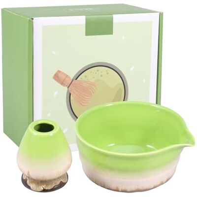 HuhWafee Bol à matcha et support fouet en céramique 500 ml Chawan facile Fouet Bol à thé japonais Bol à thé pour débutants Bricolage Amateurs de bricolage (four vert) HuhWafee Bol à matcha et support fouet en céramique 500 ml Chawan facile Fouet Bol à thé japonais Bol à thé pour débutants Bricolage Amateurs de bricolage (four vert)