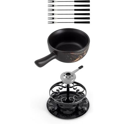 Swissmar Gruyere 9 pièces Ceramic Fondue Set, Black by Swissmar Gruyere 9 pièces Ceramic Fondue Set, Black by
