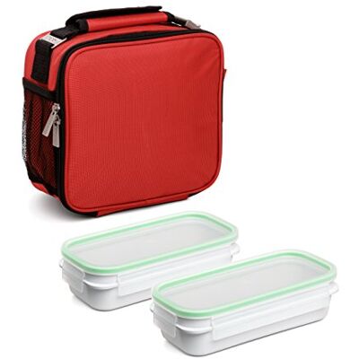 TATAY Sac Isotherme Repas, Capacité 4,7 L, Avec 2 Boîtes Hermetiques en Plastique de 0,75L Sans BPA, Rouge. Mesure 25,5 x 11 x 24,5 cm TATAY Sac Isotherme Repas, Capacité 4,7 L, Avec 2 Boîtes Hermetiques en Plastique de 0,75L Sans BPA, Rouge. Mesure 25,5 x 11 x 24,5 cm