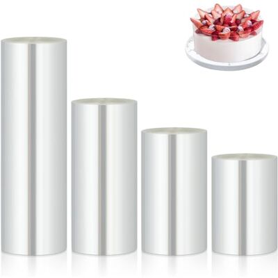 AiQInu Collier de gâteau, 4 rouleaux d'acétate pour pâtisserie, 6 cm, 8 cm, 10 cm, 15 x 10 m, rouleau de ruban acétate pour gâteaux transparent, rouleaux transparents en acétate de feuilles, acétate AiQInu Collier de gâteau, 4 rouleaux d'acétate pour pâtisserie, 6 cm, 8 cm, 10 cm, 15 x 10 m, rouleau de ruban acétate pour gâteaux transparent, rouleaux transparents en acétate de feuilles, acétate