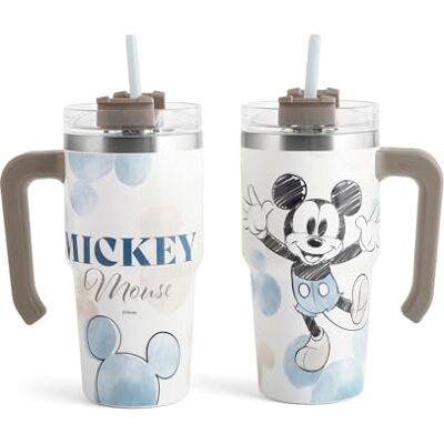 H&H Mug thermique en acier inoxydable avec paille Mickey Blogger – 600 ml, garde des boissons chaudes et froides, design moderne H&H Mug thermique en acier inoxydable avec paille Mickey Blogger – 600 ml, garde des boissons chaudes et froides, design moderne