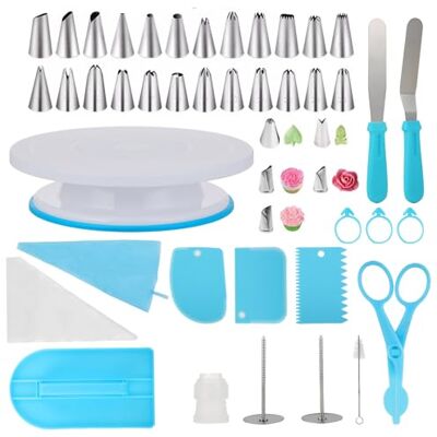 KITDAHOM Plateau Tournant Pâtisserie Kit Pâtisserie Accessoire Pâtisserie, 65 pièces, Acier Inox + PP, Inclus Plateau, Spatule, Douilles, Idéal Cuisson et Décoration, Débutants et Pros KITDAHOM Plateau Tournant Pâtisserie Kit Pâtisserie Accessoire Pâtisserie, 65 pièces, Acier Inox + PP, Inclus Plateau, Spatule, Douilles, Idéal Cuisson et Décoration, Débutants et Pros