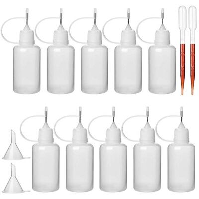 Hyber&Cara Flacons à Aiguille Vide, 30ml Bouteille Liquide en Plastique avec Entonnoir et Pipette Graduée pour E liquides, Colle, Huile, Encre Hyber&Cara Flacons à Aiguille Vide, 30ml Bouteille Liquide en Plastique avec Entonnoir et Pipette Graduée pour E liquides, Colle, Huile, Encre