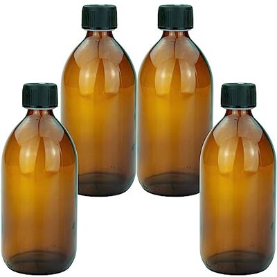 mikken 4 bouteilles en verre marron de 500 ml avec bouchon à vis mikken 4 bouteilles en verre marron de 500 ml avec bouchon à vis