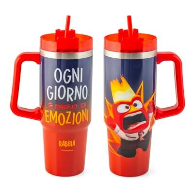 H&H Tumbler Thermique Inside Out, Personnage Rage 0,90L, Mug en Acier Inoxydable 18/10, avec Paille, Zéro Condense, pour boissons chaudes et froides, sans BPA H&H Tumbler Thermique Inside Out, Personnage Rage 0,90L, Mug en Acier Inoxydable 18/10, avec Paille, Zéro Condense, pour boissons chaudes et froides, sans BPA