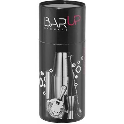 HENDI Kit de cocktail, BarUp, 5 pièces : shaker à cocktail Boston 500/800 ml, passoire à cocktail Hawthorne, pilon, cuillère à bar, jigger 25/50ml, dans un emballage cadeau rond, ø120x(H)320mm, acier HENDI Kit de cocktail, BarUp, 5 pièces : shaker à cocktail Boston 500/800 ml, passoire à cocktail Hawthorne, pilon, cuillère à bar, jigger 25/50ml, dans un emballage cadeau rond, ø120x(H)320mm, acier
