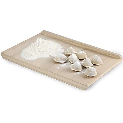 KADAX Planche à pâtes en bois de peuplier, planche à pâte avec barres de butée, planche à pâtisserie traditionnelle pour pâtes, gâteaux, boulettes (double face, 40 x 60 cm) KADAX Planche à pâtes en bois de peuplier, planche à pâte avec barres de butée, planche à pâtisserie traditionnelle pour pâtes, gâteaux, boulettes (double face, 40 x 60 cm)