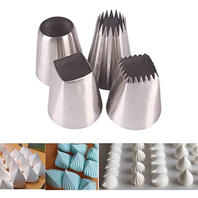 BLUGUL 4pcs Extra Large Douille INOX, Grand Douilles Pâtisserie, Rond et Carré BLUGUL 4pcs Extra Large Douille INOX, Grand Douilles Pâtisserie, Rond et Carré