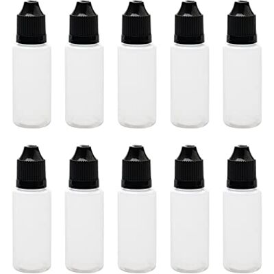 SWHstore Lot de 10 flacons compte-gouttes vides en plastique noir 20 ml (flacon + bouchon + bouchon) SWHstore Lot de 10 flacons compte-gouttes vides en plastique noir 20 ml (flacon + bouchon + bouchon)