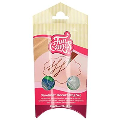 FunCakes Fineliner Decorating Set, Décoration de Gâteau, Set/10 Set de Poches à Douille avec Douilles Fines, Poches Jetables pour Chocolat, Glaçage Royal, Écriture et Décoration de Gâteaux FunCakes Fineliner Decorating Set, Décoration de Gâteau, Set/10 Set de Poches à Douille avec Douilles Fines, Poches Jetables pour Chocolat, Glaçage Royal, Écriture et Décoration de Gâteaux