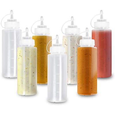 MATANA 8 Grandes Bouteille à Sauce, Bouteille à Condiments, Flacons Plastique avec Bouchon, 500ml Solide & sans BPA MATANA 8 Grandes Bouteille à Sauce, Bouteille à Condiments, Flacons Plastique avec Bouchon, 500ml Solide & sans BPA