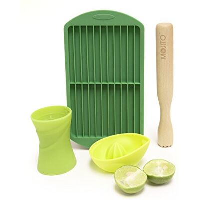 Bar Amigos Kit de cocktail Mojito Presse-agrumes 30/45 ml Double jigger Pilon en broyeur à glace Presse-agrumes en silicone Moule à glaçons pour rhum blanc Bar Amigos Kit de cocktail Mojito Presse-agrumes 30/45 ml Double jigger Pilon en broyeur à glace Presse-agrumes en silicone Moule à glaçons pour rhum blanc