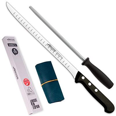 Arcos Ensemble de 3 couteaux à jambon Couteau à jambon en acier inoxydable Nitrum, affûteur et étui Set de couteaux à jambon Couteau à jambon professionnel Écologique Fabriqué en Espagne Arcos Ensemble de 3 couteaux à jambon Couteau à jambon en acier inoxydable Nitrum, affûteur et étui Set de couteaux à jambon Couteau à jambon professionnel Écologique Fabriqué en Espagne