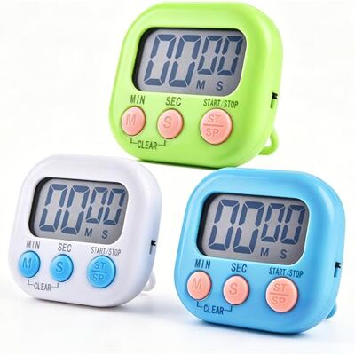 Elalove Lot de 3 minuteurs de cuisine numériques, chronomètre, design magnétique avec support pliable et écran, convient pour la cuisine, la pâtisserie, le sport et l'apprentissage, minuterie de cuisine Elalove Lot de 3 minuteurs de cuisine numériques, chronomètre, design magnétique avec support pliable et écran, convient pour la cuisine, la pâtisserie, le sport et l'apprentissage, minuterie de cuisine