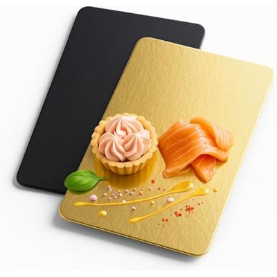 LD3W Self-adhesive seal Lot de 25 supports à Gâteaux Rectangulaires 26,5x16 cm Noir et Doré Carton Réversible Socle Gâteau Parfaites pour Pâtisserie Tarte et Biscuits Planche a saumon sous vide 2 mm épaisseur LD3W Self-adhesive seal Lot de 25 supports à Gâteaux Rectangulaires 26,5x16 cm Noir et Doré Carton Réversible Socle Gâteau Parfaites pour Pâtisserie Tarte et Biscuits Planche a saumon sous vide 2 mm épaisseur