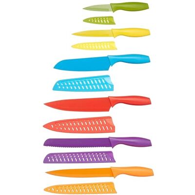 Ensemble de 12 couteaux colorés Amazon Basics - Couteaux de cuisine Ensemble de 12 couteaux colorés Amazon Basics - Couteaux de cuisine