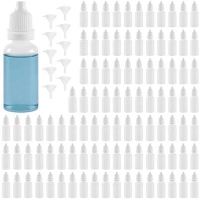JIAYUET Lot de 100 flacons compte-gouttes en plastique transparent de 15 ml avec entonnoir, bouchon et bouchon pour mélanger, remplir et doser JIAYUET Lot de 100 flacons compte-gouttes en plastique transparent de 15 ml avec entonnoir, bouchon et bouchon pour mélanger, remplir et doser