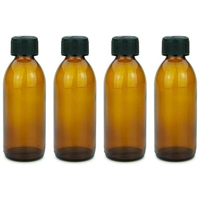 mikken 4 bouteilles en verre marron de 200 ml avec bouchon à vis mikken 4 bouteilles en verre marron de 200 ml avec bouchon à vis