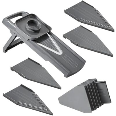 Metaltex Slice-V Râpe universelle en V avec 5 inserts et protège-doigts Metaltex Slice-V Râpe universelle en V avec 5 inserts et protège-doigts