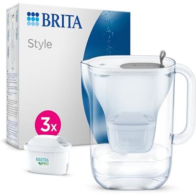 Brita waterfilterkan Style Cool Graphite Grijs (2,4L) incl. 3x MAXTRA PRO All-in-1 filter die PFAS*, chloor en kalkaanslag vermindert, past in koelkastdeur, digitale vervangingsindicator en vuldeksel Brita waterfilterkan Style Cool Graphite Grijs (2,4L) incl. 3x MAXTRA PRO All-in-1 filter die PFAS*, chloor en kalkaanslag vermindert, past in koelkastdeur, digitale vervangingsindicator en vuldeksel