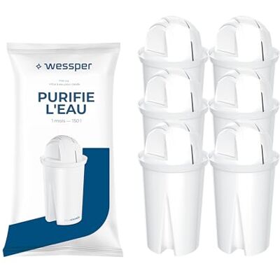 Wessper cartouche filtre eau Classic pour carafe filtrante – 6 pièces cartouche filtrante pour carafe filtrante, Compatible avec Dafi, Carafe Filtrante BRITA Classic, sens BPA, charbon filtre Wessper cartouche filtre eau Classic pour carafe filtrante – 6 pièces cartouche filtrante pour carafe filtrante, Compatible avec Dafi, Carafe Filtrante BRITA Classic, sens BPA, charbon filtre