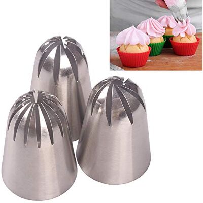BLUGUL 3 Pièces Grand Douille a Rose INOX, Fleur Douille Patisserie Poche pour Décoration de Gâteaux BLUGUL 3 Pièces Grand Douille a Rose INOX, Fleur Douille Patisserie Poche pour Décoration de Gâteaux