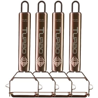 TURBO PRODUKTE Tsrg001-4 Éplucheur Turbo en acier inoxydable pour fruits et légumes Avec lame pendule pour gauchers et droitiers Doré rose TURBO PRODUKTE Tsrg001-4 Éplucheur Turbo en acier inoxydable pour fruits et légumes Avec lame pendule pour gauchers et droitiers Doré rose