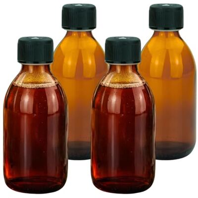 mikken 4 bouteilles en verre marron de 250 ml avec bouchon à vis mikken 4 bouteilles en verre marron de 250 ml avec bouchon à vis