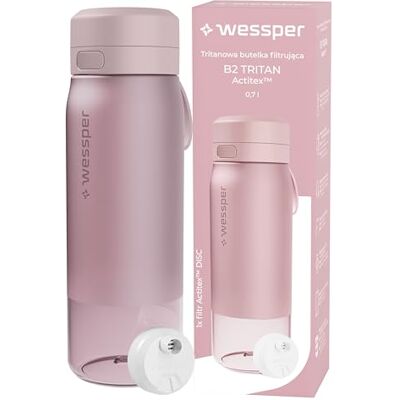Wessper Gourde Filtrante en Tritan, 700 ml, Bouteille d'eau avce Filtre Actitex Disc, Réduit le Chlore, Compteur de Remplacement du Filtre a eau, Bouteille sans BPA Rose Wessper Gourde Filtrante en Tritan, 700 ml, Bouteille d'eau avce Filtre Actitex Disc, Réduit le Chlore, Compteur de Remplacement du Filtre a eau, Bouteille sans BPA Rose