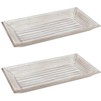 com-four ® Ensemble de 2 plateaux en bois, Plateau rectangulaire en bois Plateau de service au look rustique Grand bol décoratif Porte-clés Bougeoir com-four ® Ensemble de 2 plateaux en bois, Plateau rectangulaire en bois Plateau de service au look rustique Grand bol décoratif Porte-clés Bougeoir