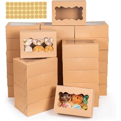 testyu 30 Pièces Boîte de Biscuits de Papier Kraft avec Fenêtre Transparente, Boîtes à Biscuits, Boite Pâtisserie pour Donut, Mini Gâteau, Pâtisserie, Dessert, Bonbons 20x 15,x 7.6 cm testyu 30 Pièces Boîte de Biscuits de Papier Kraft avec Fenêtre Transparente, Boîtes à Biscuits, Boite Pâtisserie pour Donut, Mini Gâteau, Pâtisserie, Dessert, Bonbons 20x 15,x 7.6 cm