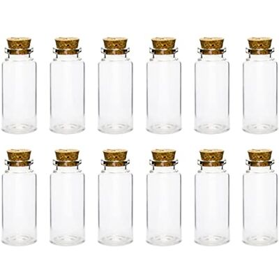 PartyDeco Lot de 12 flacons en verre avec bouchon en liège pour mariage 7,5 cm env. 35 ml PartyDeco Lot de 12 flacons en verre avec bouchon en liège pour mariage 7,5 cm env. 35 ml
